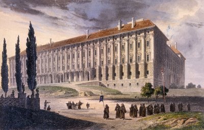 Uitzicht op Loretto Square vanaf de Kapucijnen, Praag, ca. 1810 door A. and Berka, Johann Gustav